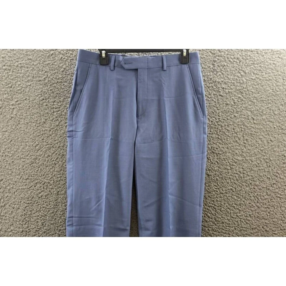 Bar III Slim Fit Dress Pants Men's 30Wx32L Light Blue Wool Blend Zip/Button